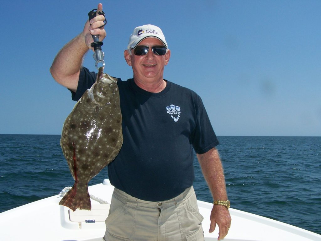 A flounder caught at Yaupon Reef. Photo courtesy of Capt. Chad Casteen.